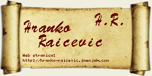 Hranko Raičević vizit kartica